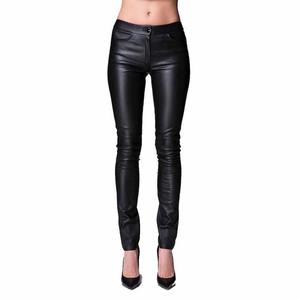 Women's Latest Fashion High Waisted Stretch Skinny Faux Brown Solid Leather Pants XL Size Winter <b>Pencil</b> Leggings - Product Image 3