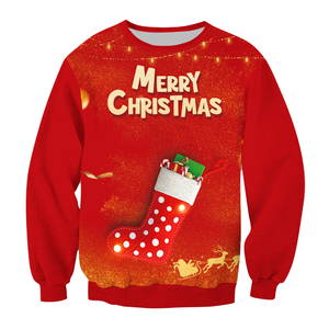 <b>Women's</b> Breathable Eco-Friendly 100% Cotton Winter Pullover Crew Neck Digital Printing <b>Christmas</b> Long Sleeve Solid <b>Sweatshirt</b> - Product Image 2