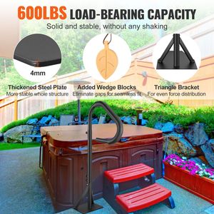 Maniglione Laterale per Spa Regolabile in Altezza e Rotazione a 360°, 48-63 Pollici, in Alluminio Antiruggine, Barre di Supporto per Vasca Idromassaggio - Product Image 2