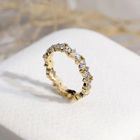 Bague Éternité Classique en Or Jaune avec Diamants Taille Marquise pour Femme, Sertie Pavé, Bijou de Mariage