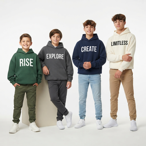 Sweat-shirt à capuche pour jeunes, intérieur en polaire brossée douce, coupe ample décontractée, logo personnalisé disponible - Product Image 1