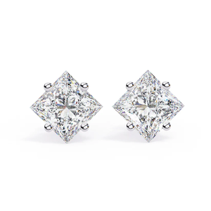 Pendientes de Plata de Ley 925 con Moissanita Corte Princesa de 6x6 mm, 2.40 CT, Engaste de 4 Puntas, Joyería Fina Elegante para Mujer - Product Image 6