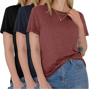 T-shirts pour femmes - Hauts à manches courtes printemps-été, col rond, tendance, décontractés, doux, basiques pour femmes 2k26 - Product Image 4