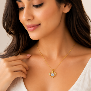 Collar con Colgante de Corazón de Plata de Ley 925 Chapado en Oro de 14K, Corte Brillante, Joyería Fina para Mujer, Rakshita, Venta al Por Mayor - Product Image 3