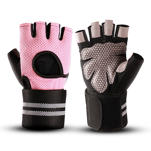 <b>Half</b> Finger Mesh Fitness Gloves Breathable Non <b>Slip</b> Adjustable Wrist Strap Gym Training Outdoor Sports Unisex Workout Gear PU - Product Image 4