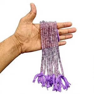 Natural <b>Amethyst</b> Faceted Rondelle Beads Wholesale Lot | Light Purple Gemstone Beads Strands for Jewelry Making RUHAN GEMS - Product Image 1