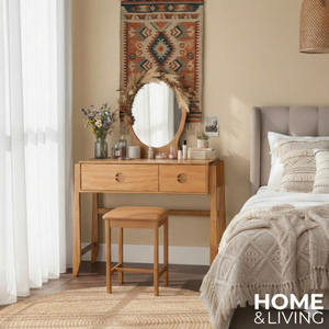 Modern <b>Solid</b> <b>Wood</b> <b>Dressing</b> <b>Table</b> With Mirror 2 Drawers Storage Bedroom Furniture Minimalist Design - Product Image 5