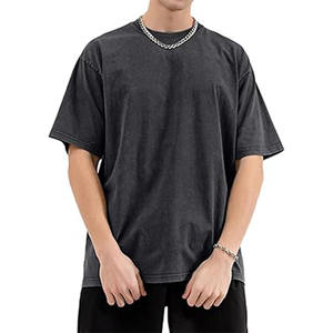 T-shirt vintage noir surdimensionné pour homme, respirant, col rond, manches courtes, en coton doux, best-seller - Product Image 1