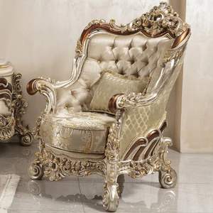 Hot Sale Eco-Friendly Traditional Luxury Hotel Emma <b>Sofa</b> Set <b>Gold</b> Carved Sponge Upholstered Apartment Living Room Furniture - Product Image 5