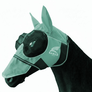 Masque anti-mouches pour chevaux, doux, extensible, protection UV, confortable, avec oreilles, respirant, élastique, avec couvre-yeux en maille - Product Image 4