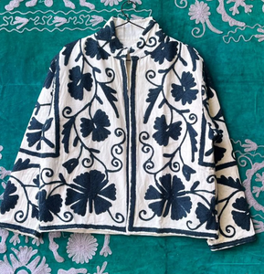 Handmade Knitted Suzani <b>Kantha</b> Boho Embroidered Quilted Breathable Eco-Friendly Reversible Cotton Bomber <b>Jacket</b> Windproof Spring - Product Image 3