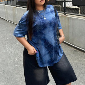 เสื้อยืดผู้หญิงลายมัดย้อม คอกลม แขนสั้น ทรงหลวม ผ้าฝ้าย เสื้อลำลอง ใส่ได้ทั้งฤดูใบไม้ผลิและฤดูร้อน - Product Image 4