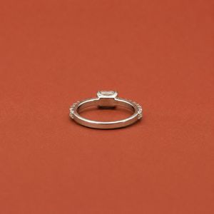 S925 <b>Silver</b> <b>Emerald</b> & Round Moissanite Diamond Women's <b>Ring</b> Engagement Anniversary Gift - Product Image 4