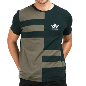 เสื้อยืดผู้ชายลายกราฟิกเรขาคณิตแบบคัลเลอร์บล็อก แขนสั้น คอกลม ทรงปกติ เนื้อผ้าเจอร์ซีย์ถักระบายอากาศได้ดี สวมใส่สบาย - Product Image 1