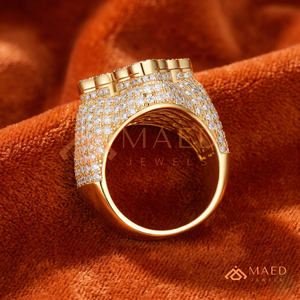 Custom 18kt Gold Plated Men's Iced Out <b>Cross</b> <b>Ring</b> 925 Sterling <b>Silver</b> VVS Moissanite Baguette Diamond Cluster Religious Hip Hop - Product Image 4