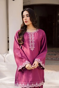 Women Rayon Kurta Loose Fit <b>Floor</b> Length Traditional Embroidered Purple Ethnic Wear India Pakistan Style Casual All Seasons - Product Image 4