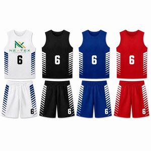 Ensemble de maillots de basket-ball sublimés personnalisés pour hommes, blanc et bleu marine, uniforme en mesh rayé, tenue d'équipe avec shorts, fabricant OEM - Product Image 6