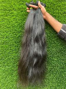 Cheveux humains vierges indiens bruts lisses en vrac pour tressage, 26, 28, 30, 32 pouces, Remy, pointes épaisses, noir naturel - Product Image 4