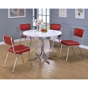 <b>White</b> and Chrome <b>Round</b> <b>Dining</b> <b>Table</b> - Product Image 4