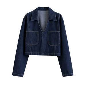 Camisa vaquera oversize de estilo único para mujer, abrigo informal con botones y acabado lavado para la temporada otoño/invierno, venta al por mayor de prendas de mezclilla. - Product Image 2