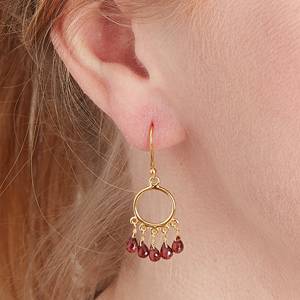 Pendientes de Aro de Plata de Ley 925 con Baño de Oro de 18K y Piedra de Granate Roja, Joyería Fina Vintage para Mujer, Regalo para Cumpleaños de Enero - Product Image 5