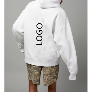 Sudadera Blanca para Hombre, Corte Holgado, Color Sólido, Diseño con Logotipo Frontal y Bolsillo, Ropa de Primavera, Ecológica, 100% Poliéster Tejido - Product Image 4