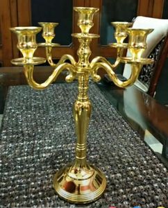 Candélabre en mosaïque dorée à cinq bras, porte-bougie, décoration d'intérieur, élégant centre de table, support à bougies décoratif en verre - Product Image 4
