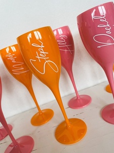 Verres à vin en acrylique personnalisés de luxe réutilisables pour flûtes 150 ml, multicolores, cadeaux de mariage pour la mariée et les demoiselles d'honneur, célébrations - Product Image 5