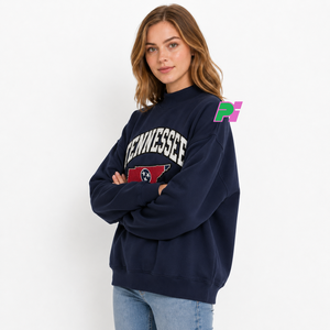 Sweat-shirt à col montant pour femme avec inscription TENNESSEE et appliqué carte, épais et lourd, idéal pour l'hiver - Product Image 4