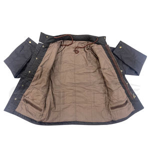 เสื้อแจ็คเก็ตกันน้ำสำหรับกิจกรรมกลางแจ้งแบบขายส่ง มีฮู้ด เสื้อโค้ทสำหรับล่าสัตว์ มีกระเป๋าหลายช่อง ติดกระดุม เสื้อกันลม เสื้อแจ็คเก็ตผ้าแคนวาสเคลือบแว็กซ์สำหรับผู้ชาย - Product Image 3