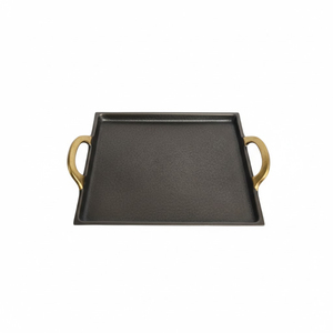 Plateau de service en aluminium grande taille avec poignée dorée, finition argentée, pour la maison et la restauration - Product Image 5