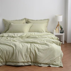 Simple Solid Cream 400TC Cotton <b>Comforter</b> <b>Set</b> 3 Pieces Washable Home Bedding <b>Comforter</b> <b>Sets</b> - Product Image 3