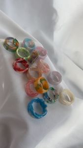 Ensemble de bagues en résine inspirées de l'agate naturelle, accessoires élégants pour femmes, bijoux de mode haut de gamme - Product Image 3