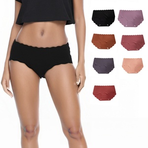 Braguitas sin costuras con borde ondulado para mujer, ropa interior suave y transpirable que no se ve, bragas diarias multicolor - Product Image 1