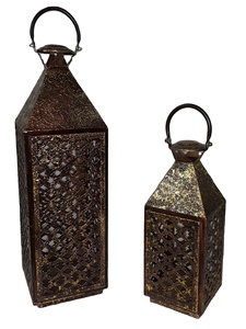 Lanternes de maison et de jardin composées d'acier inoxydable et de fer et de bois avec des supports et des supports de T-light dans les finitions multiples au besoin - Product Image 3