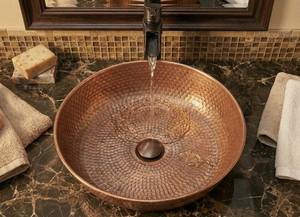 Lavabo de Baño de Latón Martillado, Redondo, para Encimera, Duradero, Hecho a Mano, Decoración Moderna y de Lujo para el Hogar - Product Image 3