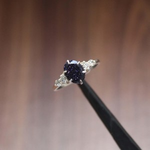 Bague ovale en pierre de grès bleue, argent sterling S925, motif vigne torsadée, bague de fiançailles ou de promesse, bijou élégant pour femme - Product Image 1