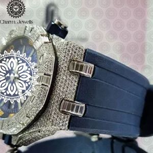Montre de Luxe Charm Jewells en Acier Inoxydable, Boîtier 40mm, Verre Mécanique Lumineux, Style Hip Hop Élégant, Bracelet Unisexe 20mm, Étanchéité 10 Bar - Product Image 4