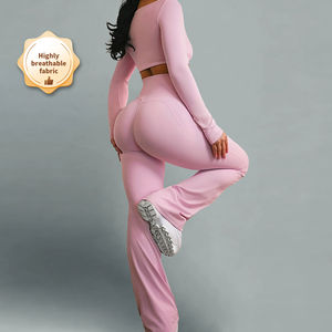 Leggings de yoga acampanados para mujer, con efecto levanta glúteos y cintura elástica, para gimnasio, entrenamiento y fitness - Product Image 3