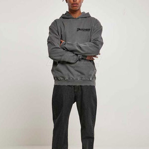 Stylish Washed Distressed <b>Hoodie</b> For Men Premium Casual Streetwear Pullover With Soft Comfort - Product Image 5