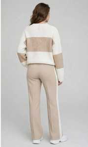 ชุดเซ็ตเสื้อแขนยาวคอกลมและกางเกงขายาวทรงหลวมสไตล์ Color Block Knit สำหรับผู้หญิงจาก Oneten - Product Image 6