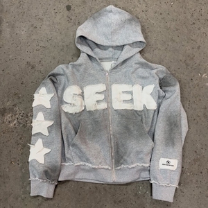 Sweat à capuche zippé oversize en jersey 100% coton, streetwear rose avec logo étoiles sur le devant, unisexe, service OEM - Product Image 2