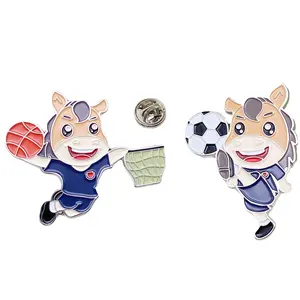 Hot Sale High Quality Cow Character Sport Basketball Fashion Delicate Custom Lapel Pin