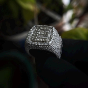 Custom <b>Iced</b> Championship <b>Ring</b> Personalized Letter <b>Ring</b> 925 Sterling Silver Pave Setting Moissanite Wedding Customizable <b>Ring</b> - Product Image 5