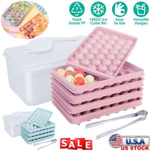 Paquete de 4 moldes para cubitos de hielo circulares pequeños, 132 unidades, molde para bolas de hielo redondas con tapa, contenedor para cubitos de hielo pequeños, para enfriar bebidas - Product Image 6