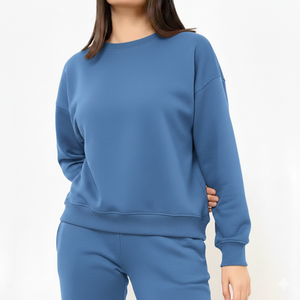 Sudadera Extra Grande para Mujer, Invierno, Ecológica, Silueta Relajada Contemporánea, Felpa de Algodón Grueso Premium, Cuello Redondo, Manga Larga - Product Image 1
