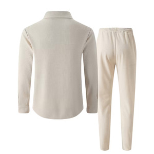 Conjunto de 2 Piezas para Hombre, Camisa de Manga Larga con Cuello Camisero y Pantalones con Cordón, Chándal Informal - Product Image 2