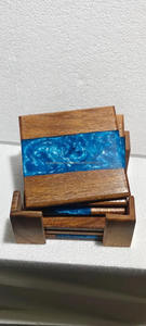 Sous-verres en bois et résine, sous-verres en bois et résine personnalisés, vente en gros, gravure, sous-verres carrés, cadeau pour mariage - Product Image 4