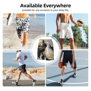 Short de bain mi-taille en coton lavé imprimé par transfert thermique de haute qualité, motif personnalisé, séchage rapide, performance sportive - Product Image 6