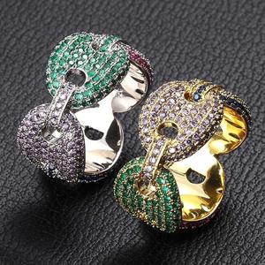 Bague en argent sterling 925 avec diamants simulés colorés, style hip-hop, maillons cubains en forme de grains de café, pour hommes et femmes, cadeaux de mariage et de fiançailles - Product Image 6